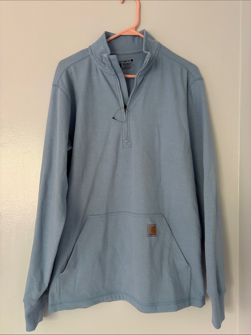 Carhartt Dusty Blue Quarter-Zip Pullover Hoodie